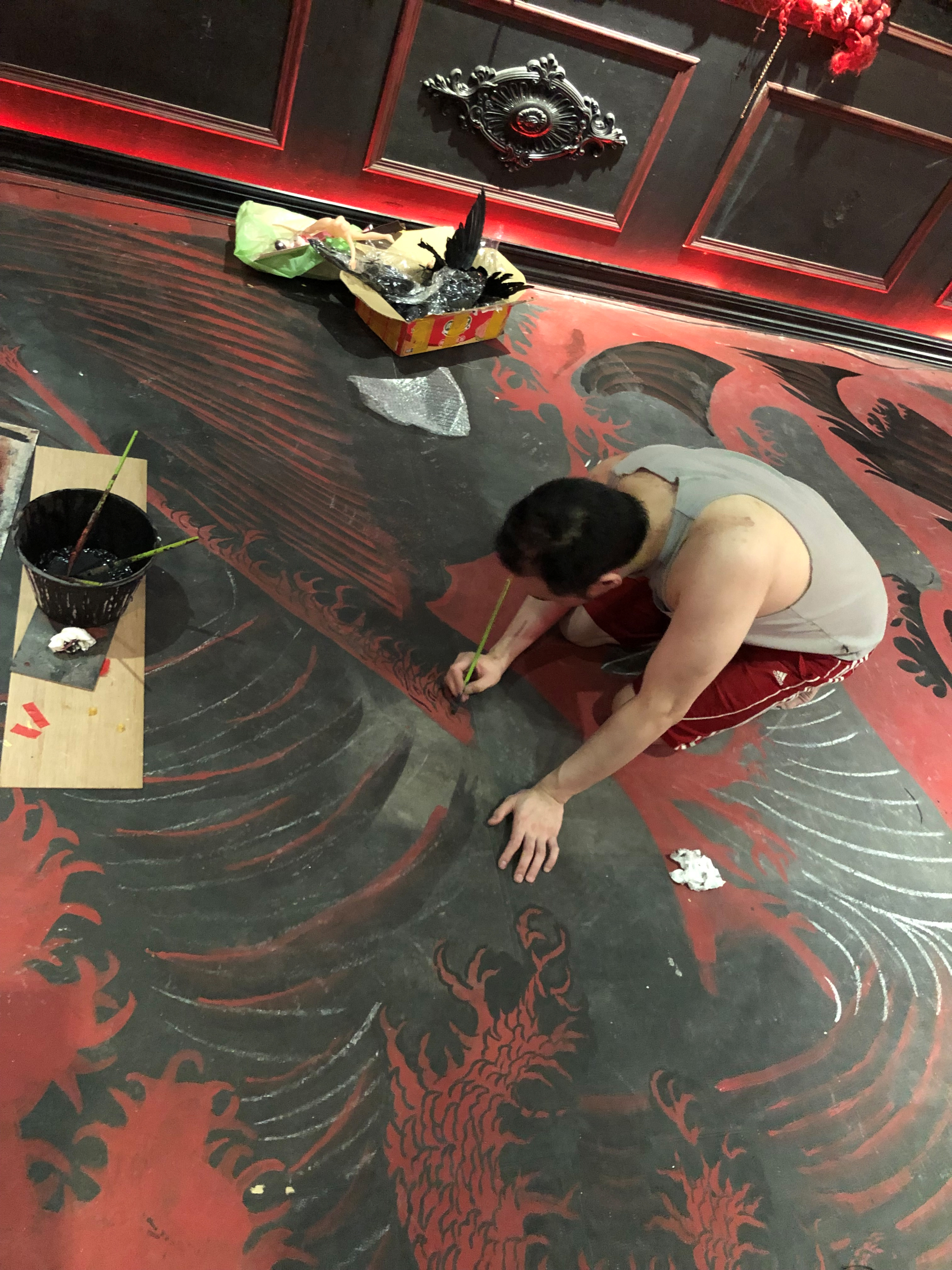 me painting the floor for a scene for Inhuman Love